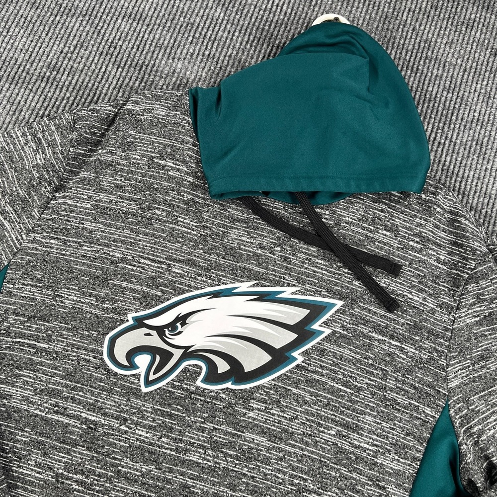 Philadelphia Eagles Hoodie Sweatshirt Mens 2XL XXL Gray Green Long Sleeve NFL